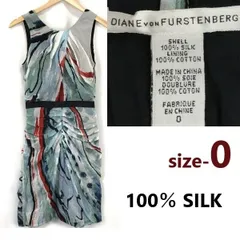 ダイアンフォンファステンバーグ/Diane von Furstenberg★100％シルク/総柄/ノースリーブ/タイトワンピース【0/XS程度/水色系】◆cBH870<sale>