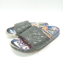 ◇ Reebok リーボック G55625 ブラックアイパッチコラボ スライド サンダル サイズ24.5 ブラック ブルー オレンジ メンズ E 【1307210047702】