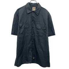 Dickies 半袖 ワークシャツ L チャコールグレー ディッキーズ ボタン 胸ポケット ワークウェア シンプル 古着卸 アメリカ仕入 a703-6833