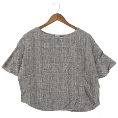 URBAN RESEARCH DOORS アーバンリサーチ 春夏 麻 リネン100%★ グレンチェック 半袖 フレア ブラウス Sz.One レディース