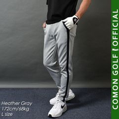 新品【COMONGOLF/コモンゴルフ】ストレッチポンチ素材ライン入りテーパードゴルフパンツ/杢グレー×ネイビー(CG-21013ST)ゴルフウェア メンズ パンツ 春 秋 ロングパンツ ズボン ストレッチ ポンチ テーパード