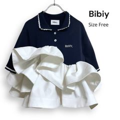 bibiy. フリル ペプラム　半袖シャツ ネイビー　pop up限定 bibiy. フリル ペプラム 半袖シャツ ネイビー pop up限定 - メルカリ