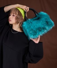 夢展望公式 [新品未使用] カラーファーボストンバッグ [ブルーグリーン] 他カラー別ページ有 bohmal バッグ ハンドバッグ 535790-03