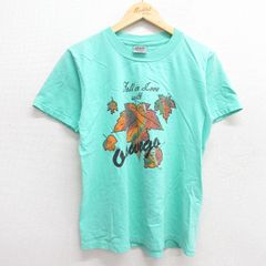 M/古着 オニータ ONEITA 半袖 ビンテージ Tシャツ メンズ 90s Oswego 葉 コットン クルーネック 青緑系 25jun06 中古
