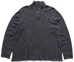 ポロ ラルフローレン ワンポイント ハイネック ハーフジップ コットン スウェット チャコールグレー XXL★特大 ロゴ刺繍 ビッグサイズ