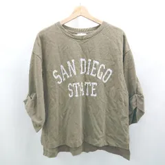 ◇ ⊇ AUIEF アウィーエフ 英文字 長袖 丸首トレーナー カットソー サイズ38 カーキー系 レディース E  【1506230026760】