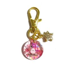 シマエナガのミニキーホルダー　ハンドメイド　レジン　ピンク
