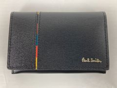 Paul Smith ポールスミス インセットストライプ カードケース 名刺入れ 6630 黒 /8 250408 00711ma◇157