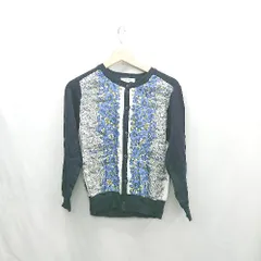 ◇ ⊇ GLOBAL WORK グローバルワーク 花柄 長袖 ニットカーディガン サイズM ネイビー系 レディース E  【1502030020373】