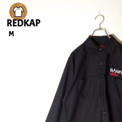 REDKAP ワークシャツ M 刺繍ロゴ 企業系 海外古着 2ポケット B45 ダブルポケット 古着 ダークカラー メンズ レッドキャップ BANFF