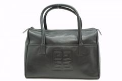 ジバンシィ ヴィンテージ ミニ ボストン ハンドバッグ トート 4Gロゴ Unisex レザー 黒 ブラック GIVENCHY 8880h