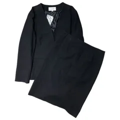 UNTITLED(アンタイトル) ノーカラー ジャケット スカート セットアップ 上下 スーツ 大きめサイズ 153-46809 42(XL程度) ネイビー 綺麗目 冠婚葬祭 入学式