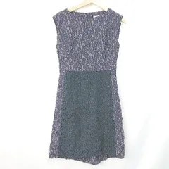 ◇ ◎ DandA ディーアンドエー クルーネック レース素材 花柄 ロング丈 ワンピース サイズM ネイビー レディース E  【1310300008606】