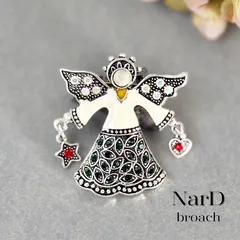 幸運を運ぶ天使ブローチ エンジェル ヴィンテージ調 アンティーク調 かわいい 大人 カジュアル おしゃれ モチーフ 星 ハート 揺れる ペンダントトップ 2way コサージュ 新品未使用 NerD