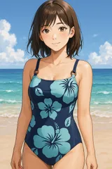 4月末までセール価格！H176リゾート系ボタニカルデザイン女子レトロなワンピース水着♪海やプールや撮影用にも♪サイズ９M