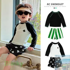 【美品・未使用新品】ベビー水着 保育園 水着 セパレート キャップ 男の子 ベビー 長袖 水着 ラッシュガード キッズ スイムウェア トップス パンツ 長袖 3点セット 帽子付き おしゃれ