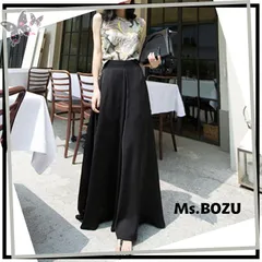【新品】【光沢が美しい使えるスカーチョ!】ロングスカーチョ スカーチョ 夏 ロング レディース ワイドパンツ ハイウエスト ロング パンツ ワイド レッグパンツ 春 夏 秋 韓国ファッション 大きいサイズ スカウチョ ゆったり ブラック 黒 L