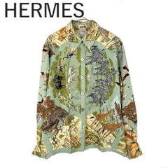 エルメス H De LINARES フリル ブラウス シルク セリエボタン 42 エルメス H De LINARES フリル ブラウス シルク セリエボタン 42