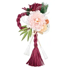 【新品】 ポピー名古屋 造花 アーティシャルフラワー 正月 正月飾り 約38cm 壁掛けフック 吊り下げ用ひも付き 玄関 新春 SN-07 ワインレッド 0のサムネイル