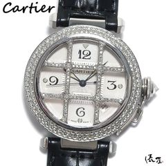 【ダイヤモデル】カルティエ パシャ 38mm ダイヤグリッド 極美品 自動巻 メンズ レディース Cartier 時計 腕時計 中古【送料無料】