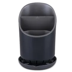 RYOHIN Lab.(良品ラボ) 箸立て 水切り スリム プラスチック 洗いやすい カトラリースタンド キッチン収納 多機能ラック 1個 (ブラック) [ブラック]