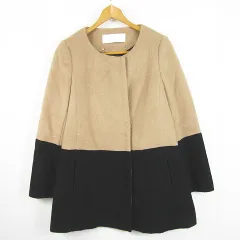 ブラック バイ マウジー BLACK by moussy ノーカラー コート ジャケット ライナー付き ミディアム丈 1 ベージュ ブラック kz9512のサムネイル