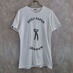 DENHAM デンハム バック ビッグプリント フロッキープリント ブランドロゴ シザー はさみ ホワイト　白 M Tシャツ
