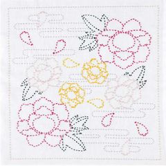 四季の花ふきん　刺し子花ふきんキット　春霞の牡丹
