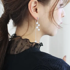 韓国製ハンドメイド2 way パール揺れるピアス