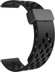 YSuqiBB 時計バンド 多孔質通気 マグネットシリコンバンド 防水 柔軟 工具不要 ほとんどのスマートウォッチに適用 腕時計ベルト 1ブラック( (1)ブラック,  20mm)