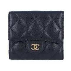 CHANEL 長財布　二つ折り　ビコローレ　ラムスキン　ブラック　ココマーク CHANEL シャネル キャビアスキン 二つ折り財布 ココマーク W
