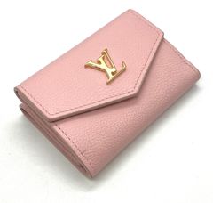 【鑑定済み】正規品 ルイヴィトン LOUIS VUITTON ポルトフォイユ ロックミニ フラワー 三つ折り財布 ピンク ゴールド金具 M80088