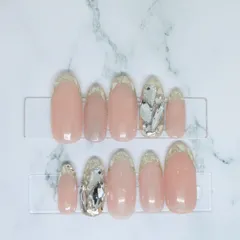 【オープン記念フォロアーさん10%OFF】ネイルチップオーダー ★量産型  ツィードネイル ワンホンネイル ガーリーネイル 韓国 【ガラスフレンチ PEN101】