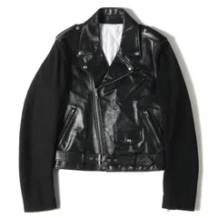 美品 Calvin Klein カルバンクライン ジャケット コットン スリーブ 切替 ホース レザー ダブル ライダースジャケット アウター 中綿 ブルゾン 205W39NYC ブラック 黒 46 イタリア製 ブランドのサムネイル