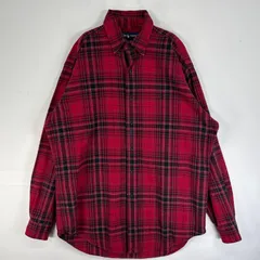 古着 ラルフローレン RALPH LAUREN 長袖シャツ ロゴ 刺繍 チェック BLAKE 肉厚 S  レッド系 マルチカラー メンズ