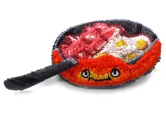 【中古】アクセサリー(非金属)(キャラクター) カルシファーとベーコンエッグ 刺繍ブローチ 「ハウルの動く城」 三鷹の森ジブリ美術館限定