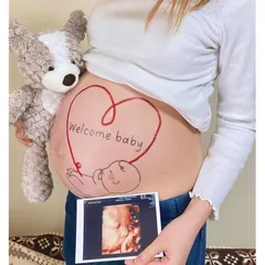 【新品】 tuzuru マタニティフォト ベリーペイントシール ボディペイント タトゥーシール 天使 かわいい プレゼント マタニティシール 妊婦 セルフ フォト グッズ ハート マーク 練習用シール付き 貼り方説明書付き (ZP) 1