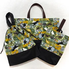 特別価格‼︎【3点セット】恐竜  ✖️ ブラック　／ お手提げ・上履き入れ・お着替え袋 ／ レッスンバッグ　／  男の子　ブラック　かっこいい