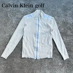 美品！Calvin Klein (カルバンクライン)ハイゲージジップニット ロゴプリントセーター/ホワイト/LL
