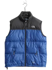 【お得なクーポン配布中!】 ノースフェイス ナイロン ダウン ベスト キッズ L メンズ S 程 フルジップ アウトドア 600フィル ハイネック パッカブル 重ね着 ツートン