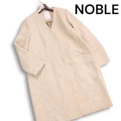 NOBLE ノーブル 秋冬★ アルパカ混 ループ ヘリンボーン コート ロングコート Sz.38 レディース 日本製 定価5万のサムネイル