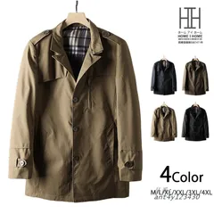 トレンチコート メンズ ショート丈 無地 ビジネスコート スタイリッシュ コート シンプル ジャケット 仕事 通勤 きれいめ ミリタリー風 ant4y123430