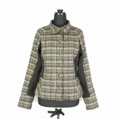 日本製★ヒロココシノ★チェック柄/コットン＆ウールジャケット【38/レディースM/茶】裏地付き/HIROKO KOSHINO◆BF401