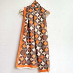 ストール 大判 厚手 レディース 春 秋 冬 七宝柄 チェック柄 ショール オレンジ×グレー ポリエステル プレゼント ボリューム ブランケット代り ドット 女性 ギフト ロング 柔らかい 模様 持ち運び マフラー 膝掛け 母の日 長め 長方形 透けない 寒さ