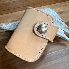 【ハーフウォレット】 ナチュラル 栃木レザー 本革 二つ折り財布 ハンドメイド コンチョ