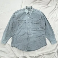 Prentiss プレンティス　メンズ　デニムシャツ　長袖　サイズL グレー　灰色　80s 80年代　ヴィンテージ　ビンテージのサムネイル