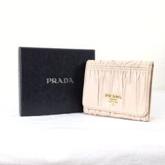 1304 PRADA プラダ ミラノ 三つ折り財布 コインケース ナッパ ギャザー ウォレット エントルピー