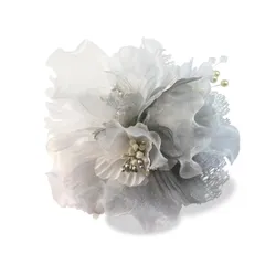 [クレインズコレクション] ふんわり シフォン コサージュ クリップ ピン レディース シルバー