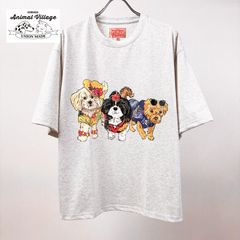 新品 CORISCO コリスコ アニマルプリント 犬 猫 プリント Tシャツ 半袖 レディース メンズ ユニセックス Animal Village アニマルヴィレッジ 動物 プリント tee かわいい Tシャツ M L LL オートミール 111951