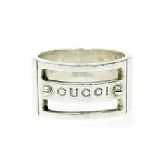 【中古】GUCCI グッチ シルバー ロゴ ワイド リング 12.4g 925刻印 407890 リング・指輪